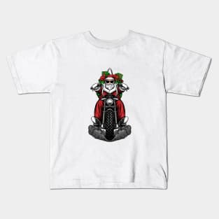 Santa riding A Motorcycle Kids T-Shirt